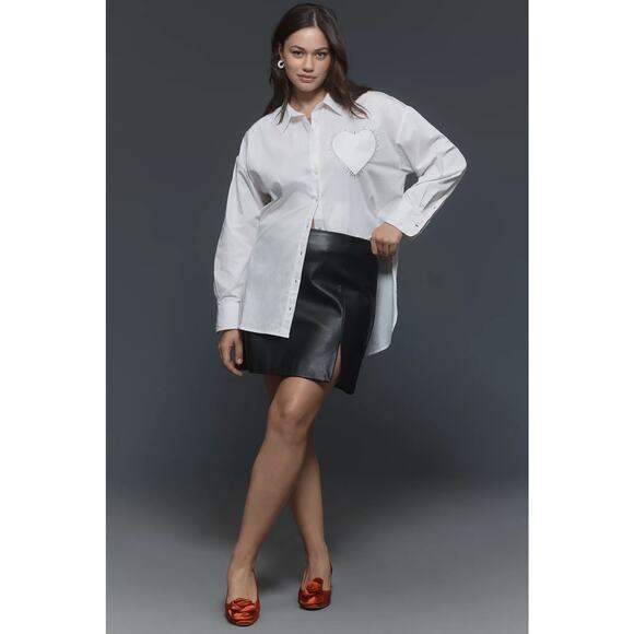 nwt ANTHROPOLOGIE MAEVE sz 2X The Bennet Button Down: Heart Pocket Edition - Picture 4 of 5